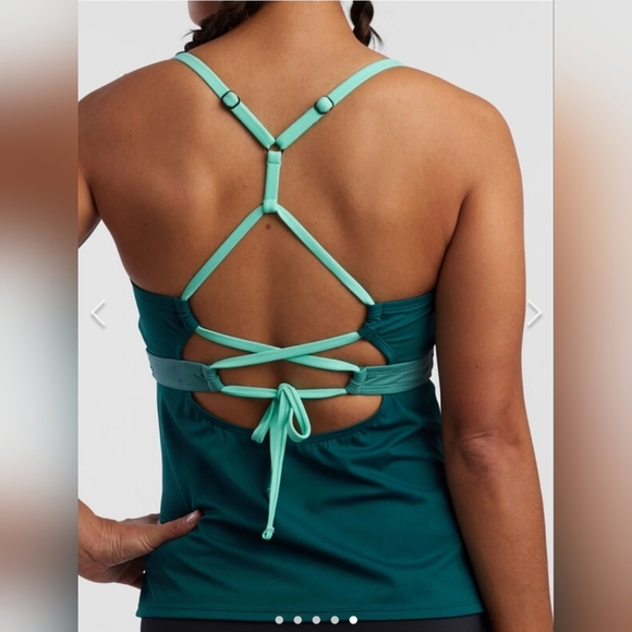 Title Nine Underwired Tankini Top Size 38C Removable Pads Blue - Picture 6 of 6